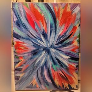Original Abstract Art Acrylic on Canvas Painting *ajz* 9×12 on wood frame ☮️❤️🤙